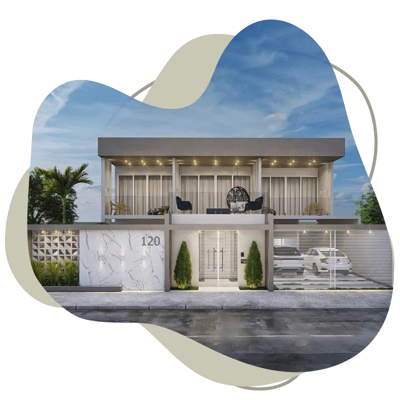 Fachada residencial grande moderna